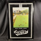 Carters Tested Seeds Framed Reverse-Painted Glass Advertising Sign