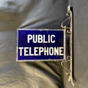 Public Telephone Double-Sided Enamel Hanging Sign
