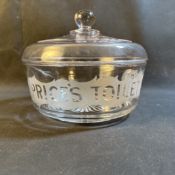 Price's Toilet Soaps Etched Glass Advertising Jar