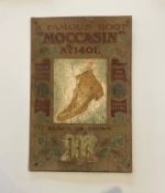 Moccasin Boots Lithographed Cardstock Advertising Showcard