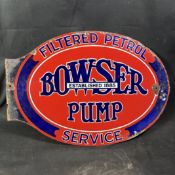 Bowser Filtered Petrol Service Double-Sided Enamel Flange Sign