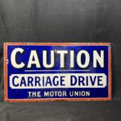 Motor Union Caution Carriage Drive Enamel Sign