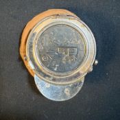 Leather Chauffeur's Cap Coin Purse with Early Automobile Relief