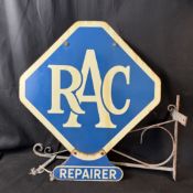 Royal Automobile Club Double-Sided Repairer Enamel Advertising Sign