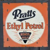 Pratts Ethyl Petrol Enamel Advertising Sign