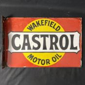 Wakefield Castrol Motor Oil Double Sided Enamel Flange Sign