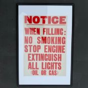 Framed Industrial Petroliana Safety Sign