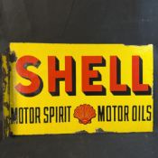 Shell Motor Spirit and Motor Oils Double Sided Enamel Flange Sign