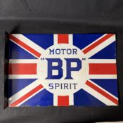 BP Motor Spirit Double Sided Union Jack Enamel Sign