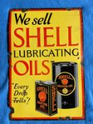 Shell Lubricating Oils Enamel Advertising Sign