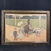 Maurice Biais: L'Automobile au Parc Lithograph
