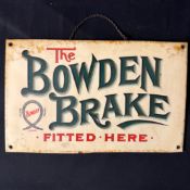 Bowden Brake Co Lithographed Metal Advertising Sign