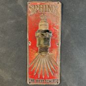 Sphinx Spark Plugs Embossed Metal Advertising Sign