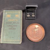 Pratt's and Esso Petroliana Collection Road Atlas Cufflinks and Copper Dish