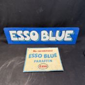 Pair of Esso Blue Paraffin Enameled & Tin Litho Advertising Signs