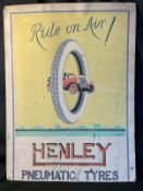 Henley Pneumatic Tyres Advertising Sign, Lithographed Cardboard, Circa 1920s-1930s