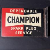 Champion Dependable Spark Plug Service Metal Flange Sign