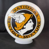 National Benzole Mixture Milk Glass Petrol Pump Globe