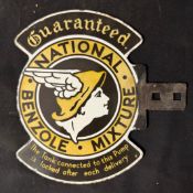 National Benzole Mixture Double Sided Enamel Fuel Pump Sign
