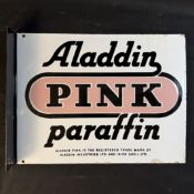 Aladdin Pink Paraffin Double Sided Enamel Flange Sign