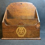 Edwardian English Oak Automobile Association Desk Tidy Letter Rack
