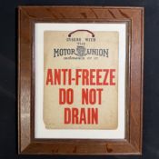 Framed Motor Union Insurance Tag