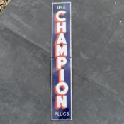 Champion Spark Plugs Vertical Door Push Enamel Sign