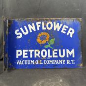 Sunflower Petroleum Double Sided Enamel Flange Sign