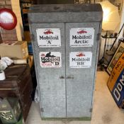 Mobiloil Vacuum Oil Company Two-Door Galvanised Steel Display Cabinet