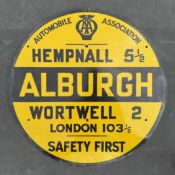 Automobile Association Roadside Directional Enamel Sign