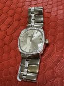 18ct WHITE GOLD CHAUMET DANDY ORIGINAL DIAMOND SET WATCH - 120 GRAM