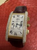 18ct GOLD CARTIER TANK AMERICAINE CHRONOGRAPH DIAMOND WATCH - 73 GRAM