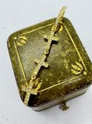 TRIPLE CROSS PENDANT SET WITH DIAMONDS IN YELLOW METAL TESTED AS GOLD