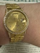 18ct GOLD ROLEX DAY DATE DIAMOND SET WATCH WITH PAPERS 1991