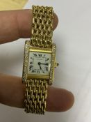 18ct GOLD CARTIER TANK DIAMOND SET WATCH