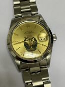 VINTAGE STAINLESS STEEL ROLEX OYSTERDATE WITH A GOLD DIAL DEPICTING UAE FORCES CREST