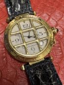 18ct GOLD CARTIER PASHA GRILLE WATCH - 90 GRAMS