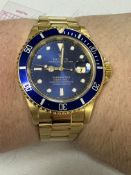 18ct GOLD ROLEX SUBMARINER 16618 WATCH 