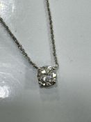 18ct WHITE GOLD 0.70ct DIAMOND SOLITAIRE PENDANT & CHAIN 
