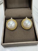 18ct GOLD PEARL SET EARRINGS - 13.8 GRAMS