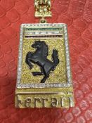 WOW!! KEYRING FOR THE MILLIONAIRE! 18ct GOLD KEYRING MARKED FERRARI 4.00cts DIAMOND ENCRUSTED & RUBY