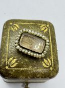 MOURNING BROOCH SET WITH SEED PEARLS IN YELLOW METAL TESTED AS GOLD