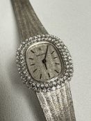 18ct WHITE GOLD JAEGER LECOULTRE DIAMOND SET WATCH - 59 GRAMS