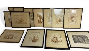 Sir Ernest George RA (British,1839-1922) Thirteen various topographical views