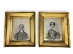 English School, circa 1830 Pair of portraits of a lady and gentleman