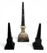 Three 19th century marble obelisks