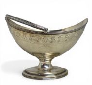 A George III navette swing handle silver basket, Thomas Wallis II, London 1797