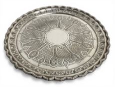 A late 19th century American sterling silver salver, Grosjean & Woodward, 1882 for Tiffany & Co., 55