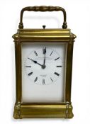 A late 19th century French gorge-cased carriage clock, with push repeat on a bell retailed by Chas F