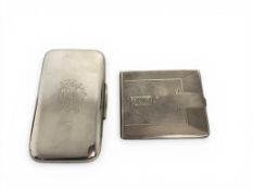 A Victorian and an Art Deco silver cigarette case, Goldsmiths & Silversmiths Co, London 1887 and